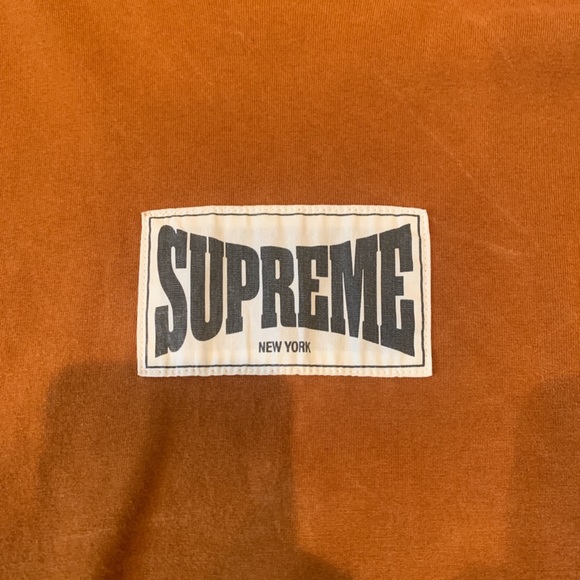 mens size medium supreme woven label L/S long sleeve tee ‘rust’ colorway - Picture 2 of 6